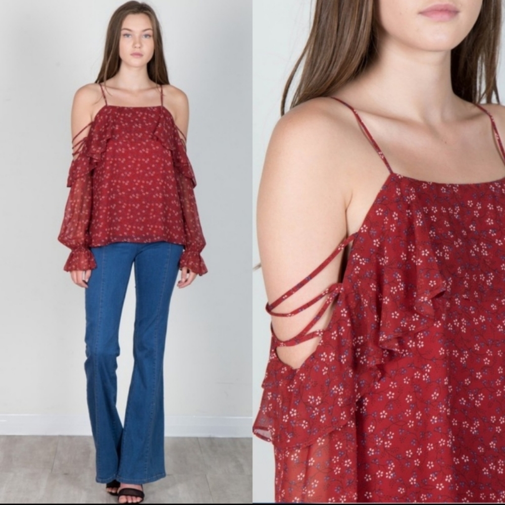 BEAUTIFUL CHIFFON TINY FLORAL PRINT TOP